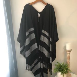 Black and gray poncho wrap